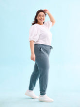 Load image into Gallery viewer, Go Colors Ocean Green Cotton Poly Stretch Cuffed Joggers
