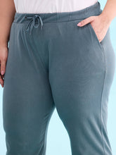 Load image into Gallery viewer, Go Colors Ocean Green Cotton Poly Stretch Cuffed Joggers
