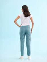 Load image into Gallery viewer, Go Colors Teal Cotton Poly Stretch Cuffed Joggers
