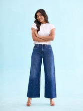 Load image into Gallery viewer, Go Colors Blue Denim Wide Jeans

