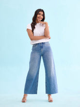 Load image into Gallery viewer, Go Colors Light Blue Denim Wide Jeans
