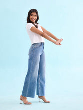 Load image into Gallery viewer, Go Colors Light Blue Denim Wide Jeans
