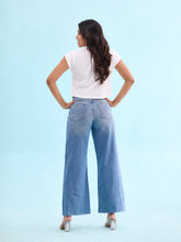 Load image into Gallery viewer, Go Colors Light Blue Denim Wide Jeans
