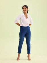 Load image into Gallery viewer, Go Colors Blue Cotton Poly Stretch Cropped Denim Jeggings

