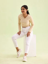 Load image into Gallery viewer, Go Colors White Cotton Poly Stretch Cropped Colored Jeggings
