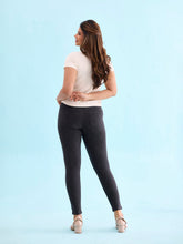 Load image into Gallery viewer, Go Colors Black Cotton Polyester Warm Printed Jeggings
