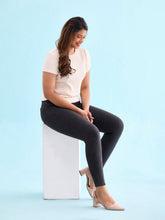Load image into Gallery viewer, Go Colors Black Cotton Polyester Warm Printed Jeggings
