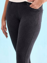 Load image into Gallery viewer, Go Colors Black Cotton Polyester Warm Printed Jeggings
