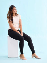 Load image into Gallery viewer, Go Colors Black Cotton Polyester Warm Super Stretch Jeggings
