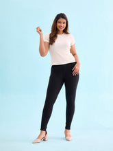 Load image into Gallery viewer, Go Colors Black Cotton Polyester Warm Super Stretch Jeggings
