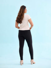 Load image into Gallery viewer, Go Colors Black Cotton Polyester Warm Super Stretch Jeggings
