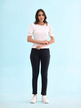 Load image into Gallery viewer, Go Colors Black Cotton Polyester Warm Jeggings
