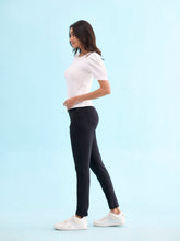 Load image into Gallery viewer, Go Colors Black Cotton Polyester Warm Jeggings
