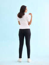 Load image into Gallery viewer, Go Colors Black Cotton Polyester Warm Jeggings

