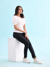 Load image into Gallery viewer, Go Colors Black Cotton Polyester Warm Jeggings
