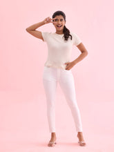 Load image into Gallery viewer, Go Colors White Cotton Polyester Warm Jeggings
