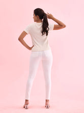 Load image into Gallery viewer, Go Colors White Cotton Polyester Warm Jeggings
