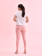 Load image into Gallery viewer, Go Colors Baby Pink Cotton Stretch Ankle Length Leggings
