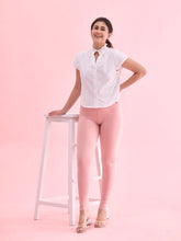 Load image into Gallery viewer, Go Colors Baby Pink Cotton Stretch Ankle Length Leggings
