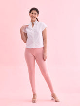 Load image into Gallery viewer, Go Colors Baby Pink Cotton Stretch Ankle Length Leggings
