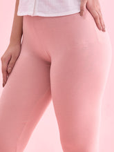 Load image into Gallery viewer, Go Colors Baby Pink Cotton Stretch Ankle Length Leggings
