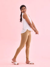 Load image into Gallery viewer, Go Colors Beige Cotton Stretch Ankle Length Leggings
