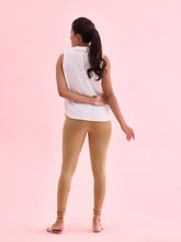 Load image into Gallery viewer, Go Colors Beige Cotton Stretch Ankle Length Leggings

