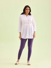 Load image into Gallery viewer, Go Colors Black Currant Cotton Stretch Ankle Length Leggings
