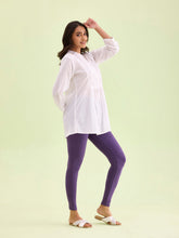 Load image into Gallery viewer, Go Colors Black Currant Cotton Stretch Ankle Length Leggings
