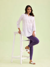 Load image into Gallery viewer, Go Colors Black Currant Cotton Stretch Ankle Length Leggings
