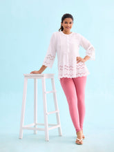 Load image into Gallery viewer, Go Colors Blush Pink Cotton Stretch Ankle Length Leggings
