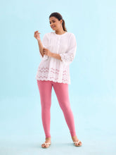 Load image into Gallery viewer, Go Colors Blush Pink Cotton Stretch Ankle Length Leggings
