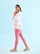 Load image into Gallery viewer, Go Colors Blush Pink Cotton Stretch Ankle Length Leggings
