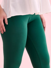 Load image into Gallery viewer, Go Colors Bottle Green Cotton Stretch Ankle Length Leggings
