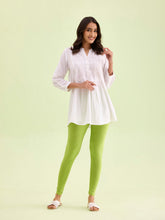 Load image into Gallery viewer, Go Colors Bright Green Cotton Stretch Ankle Length Leggings
