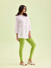 Load image into Gallery viewer, Go Colors Bright Green Cotton Stretch Ankle Length Leggings
