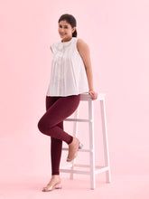 Load image into Gallery viewer, Go Colors Bright Maroon Cotton Stretch Ankle Length Leggings

