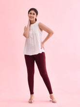 Load image into Gallery viewer, Go Colors Bright Maroon Cotton Stretch Ankle Length Leggings
