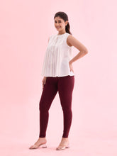 Load image into Gallery viewer, Go Colors Bright Maroon Cotton Stretch Ankle Length Leggings
