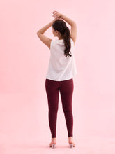 Load image into Gallery viewer, Go Colors Bright Maroon Cotton Stretch Ankle Length Leggings
