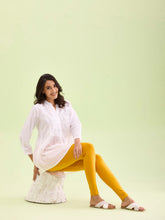 Load image into Gallery viewer, Go Colors Bright Mustard Cotton Stretch Ankle Length Leggings

