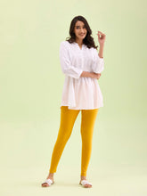 Load image into Gallery viewer, Go Colors Bright Mustard Cotton Stretch Ankle Length Leggings
