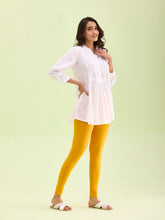 Load image into Gallery viewer, Go Colors Bright Mustard Cotton Stretch Ankle Length Leggings
