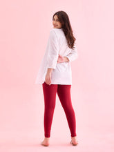 Load image into Gallery viewer, Go Colors Bright Red Cotton Stretch Ankle Length Leggings
