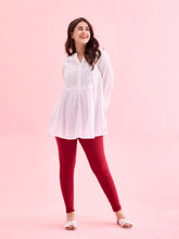 Load image into Gallery viewer, Go Colors Bright Red Cotton Stretch Ankle Length Leggings
