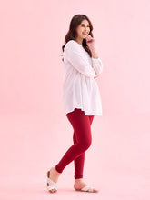 Load image into Gallery viewer, Go Colors Bright Red Cotton Stretch Ankle Length Leggings
