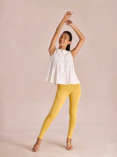 Load image into Gallery viewer, Go Colors Bright Yellow Cotton Stretch Ankle Length Leggings
