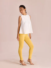 Load image into Gallery viewer, Go Colors Bright Yellow Cotton Stretch Ankle Length Leggings
