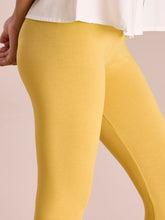 Load image into Gallery viewer, Go Colors Bright Yellow Cotton Stretch Ankle Length Leggings
