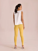 Load image into Gallery viewer, Go Colors Bright Yellow Cotton Stretch Ankle Length Leggings
